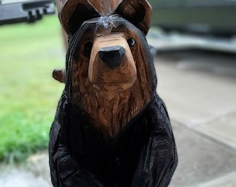 30 in chainsaw carved plain bear with base