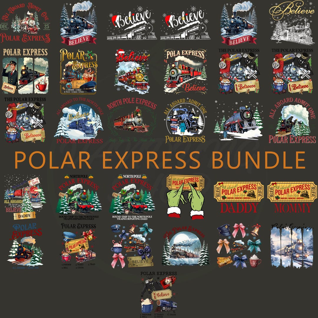 Polar Express PNG Bundle, Christmas Train Clipart Digital Download ...