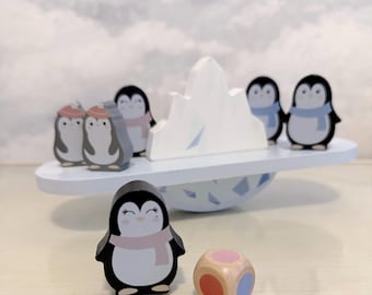 Juego de equilibrio Montessori Penguin • Juguete apilable de madera • Regalo neutro para niños pequeños