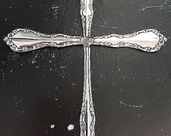 Ornate Stainless Steel Cross Wall Art | Unique Handmade Religious Home Decor | Metal Cross