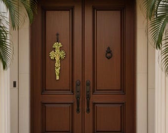 Palm Cross | Memorial Door & Religious Art | Fresh Florida Palm Decor