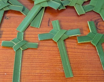 4" Green Palm Crosses for Church | Authentic Liturgical Decor | Fresh Florida Palm