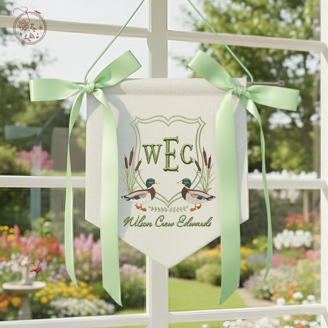 EMBROIDERED Personalized Duck Banner Door Hanger, Custom Baby Name ...