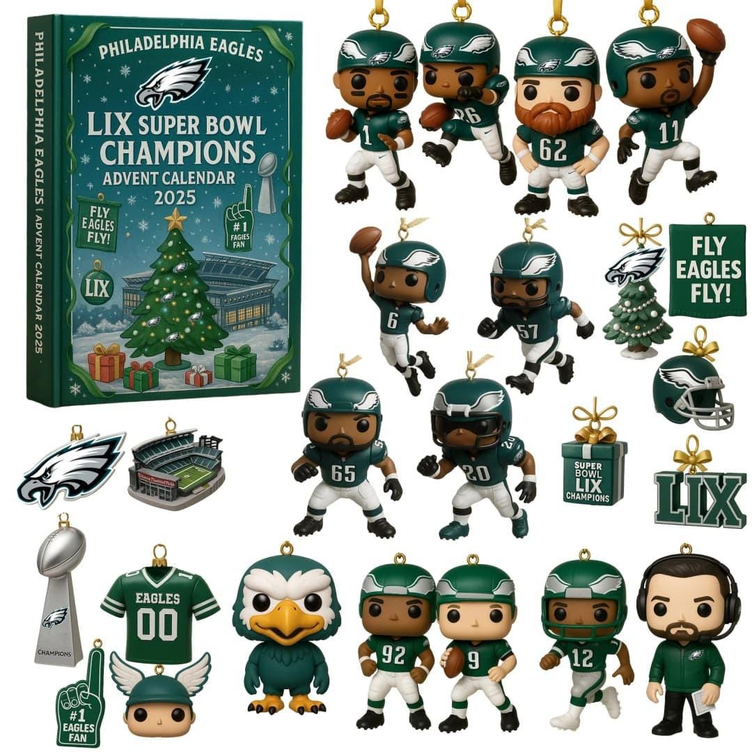 Discover Philadelphia Eagles LII Super Bowl Champions Advent Calendar 2025, 24 Day football Ornament Set, Fly Eagles Fly Fan Gift