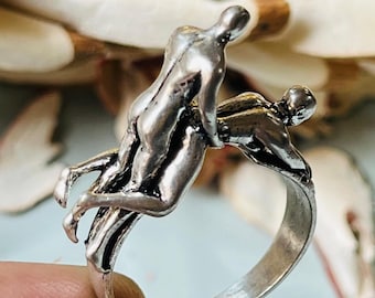 Abstract Couple Sculpture Ring | Modern Lovers Art Jewelry