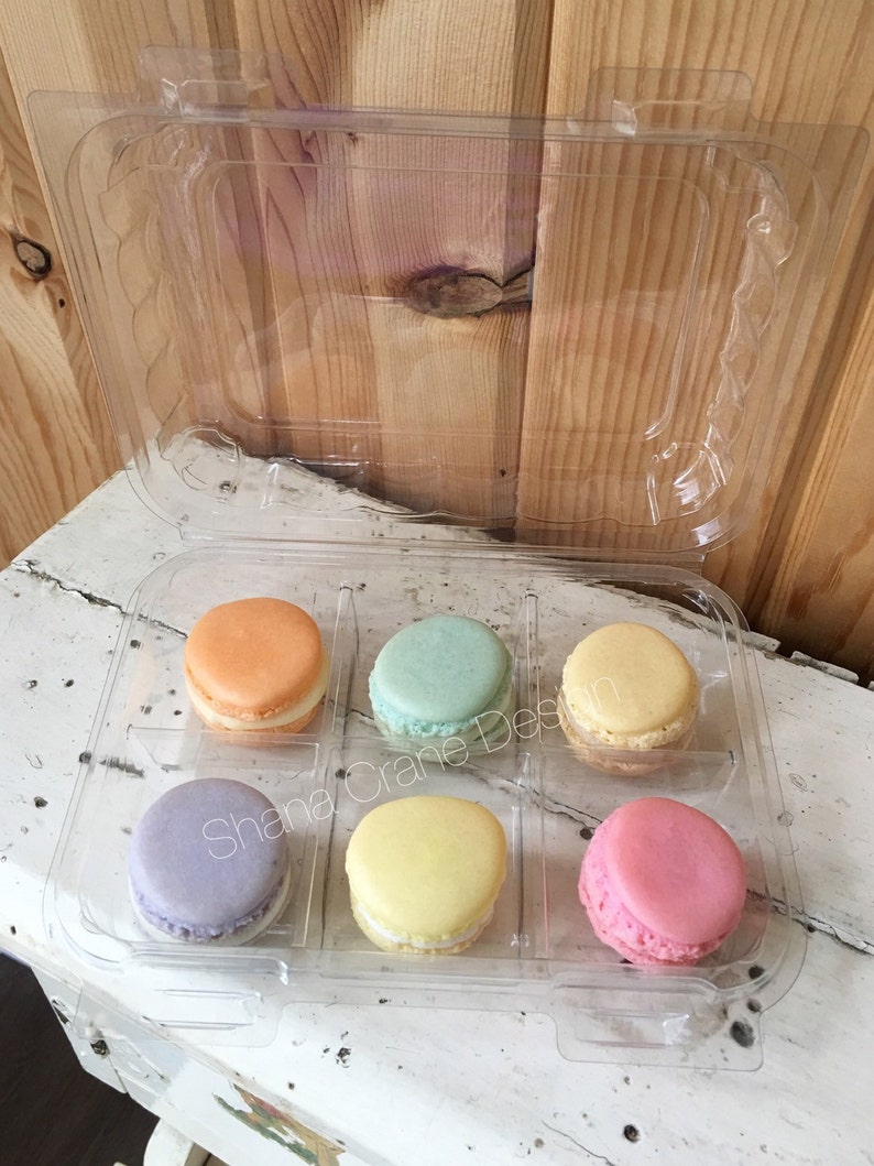 Six 6 Macaron Boxes . Clear Plastic Clamshell Treat Box Etsy