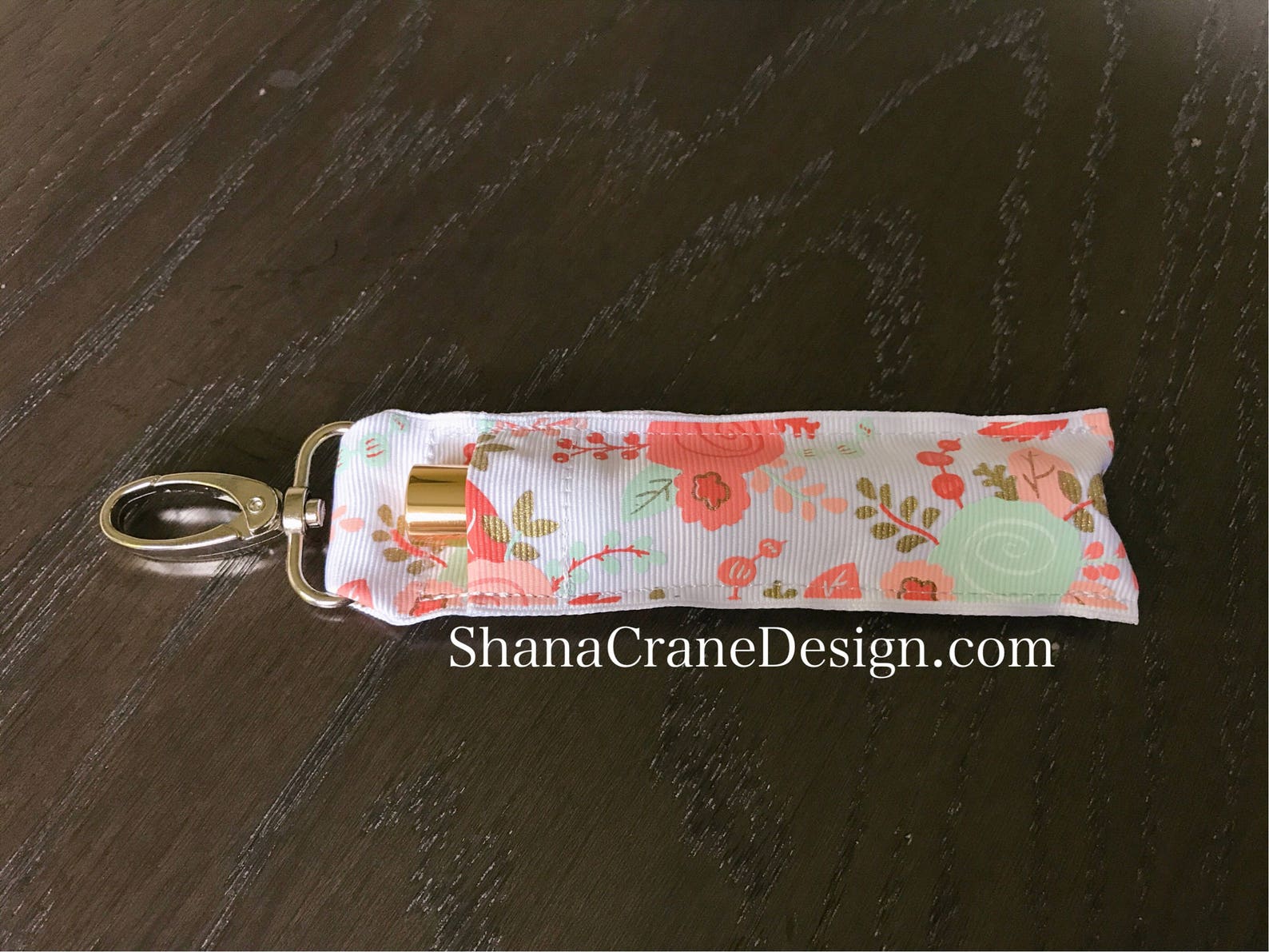 One Clipon Lip Gloss Holder . Peach Mint and Gold Floral Etsy