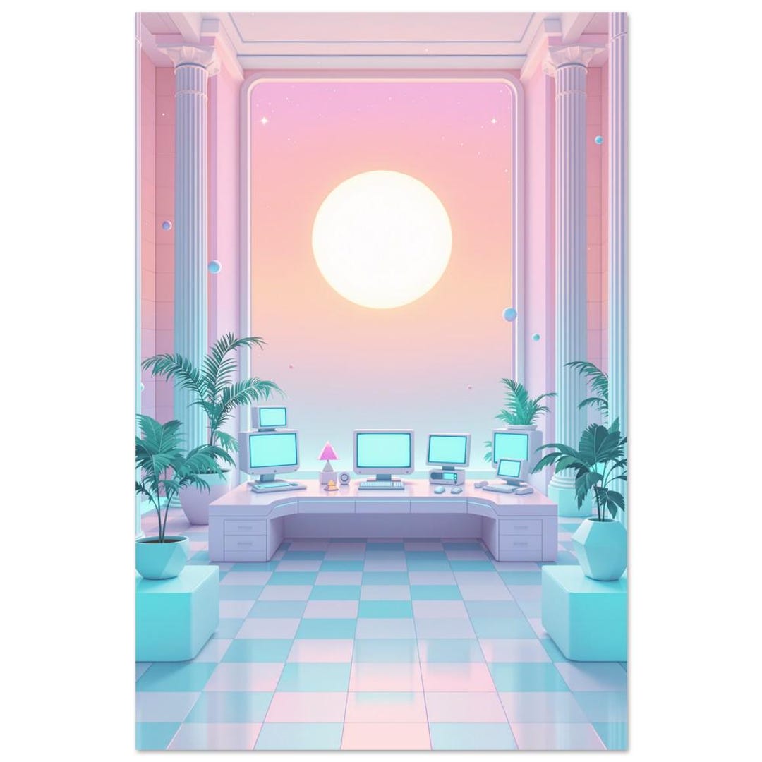 Retro Futurism Computer Lab Poster Vaporwave Pastel Tech Wall Art ...