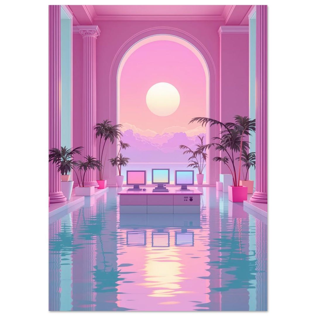 Retro Futurism Computer Lab Poster Vaporwave Pastel Tech Wall Art ...