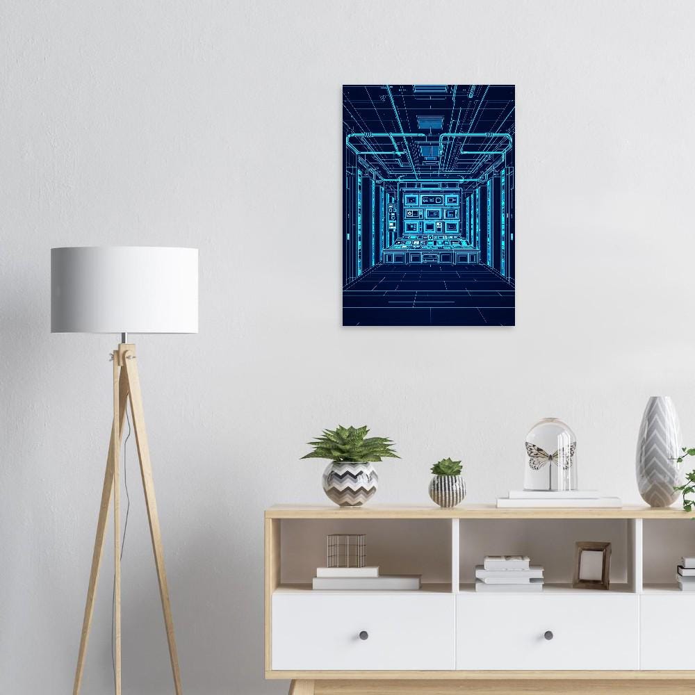 Retro Futurism Computer Lab Poster Blueprint Style Tech Wall Art ...
