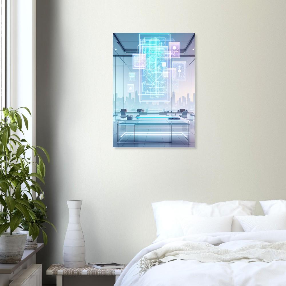 Retro Futurism Computer Lab Wall Art Glass Holographic Tech Poster ...