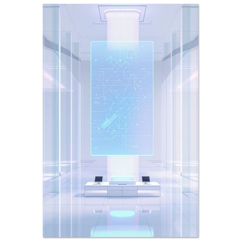 Retro Futurism Computer Lab Poster Neon Tech Isometric Hologram Wall ...