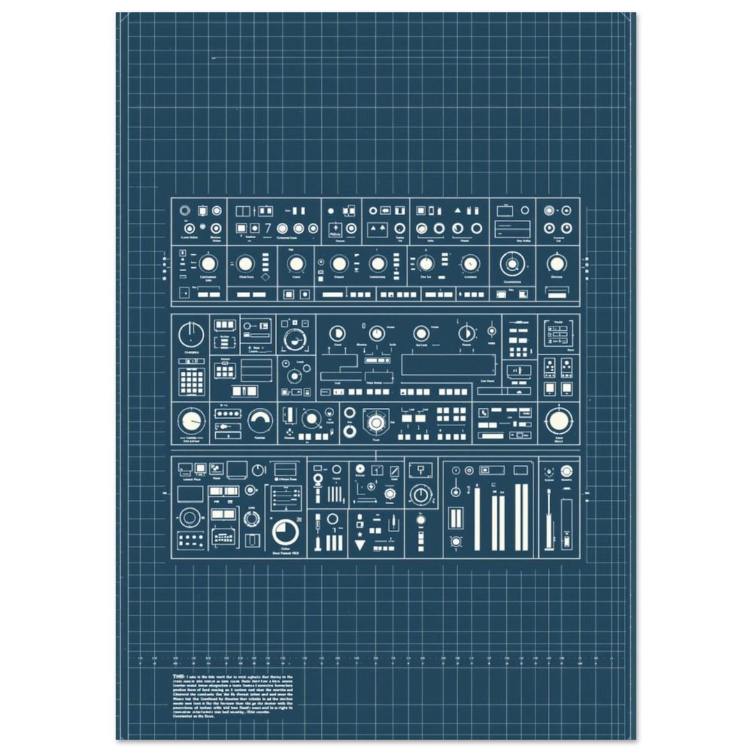 Random Control Panel Print Retro Space Blueprint Wall Art Retro Futuristic Control Panel Print ...