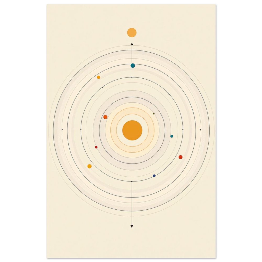 Retro Solar System Orbital Diagram Print, Mid-century Science ...