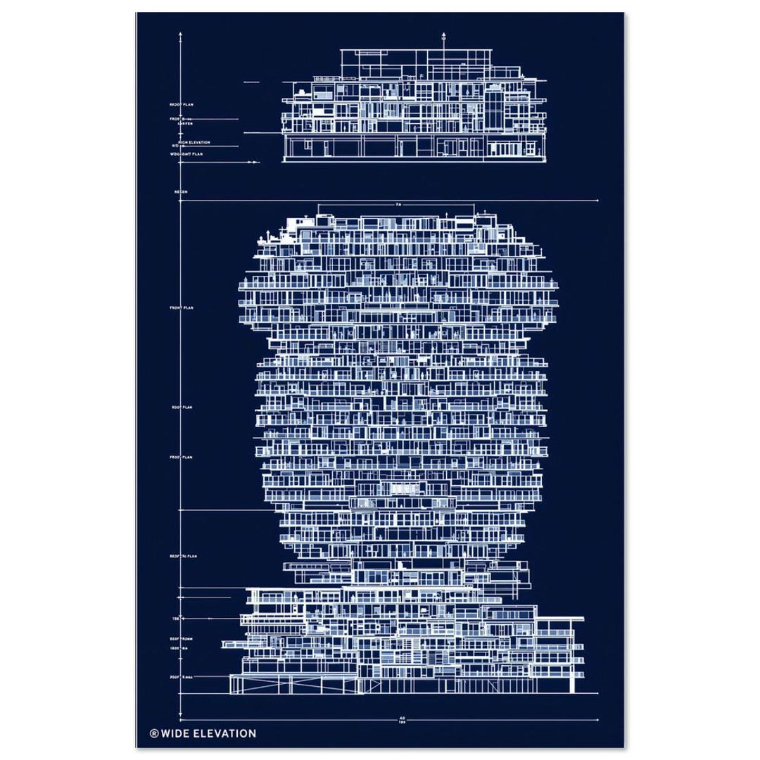 Terraced Megastructure Blueprint Orthographic Drawing, Sci-fi ...