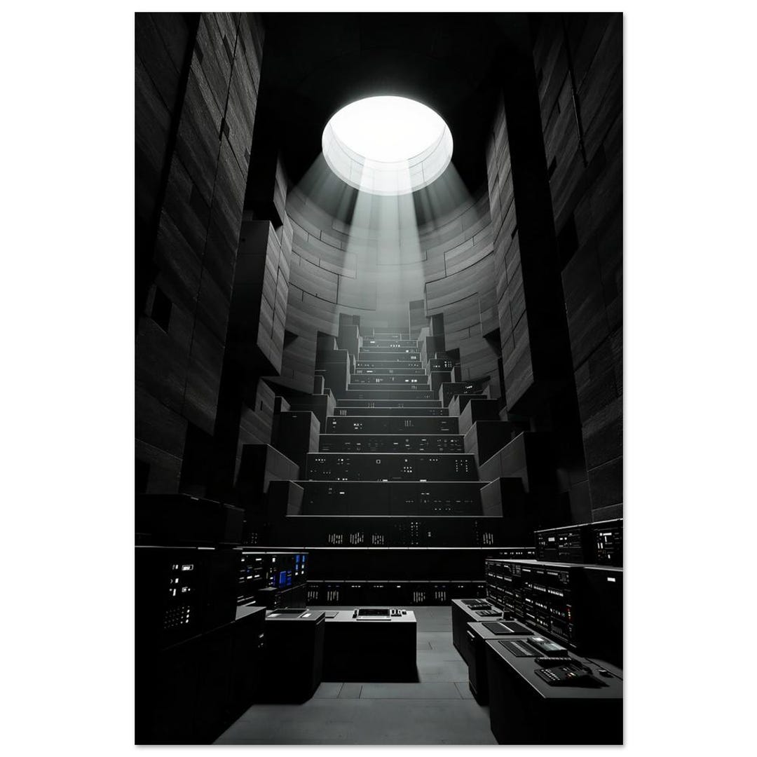 Retro Futurism Computer Lab Poster Brutalist Sci Fi Mainframe Wall Art ...