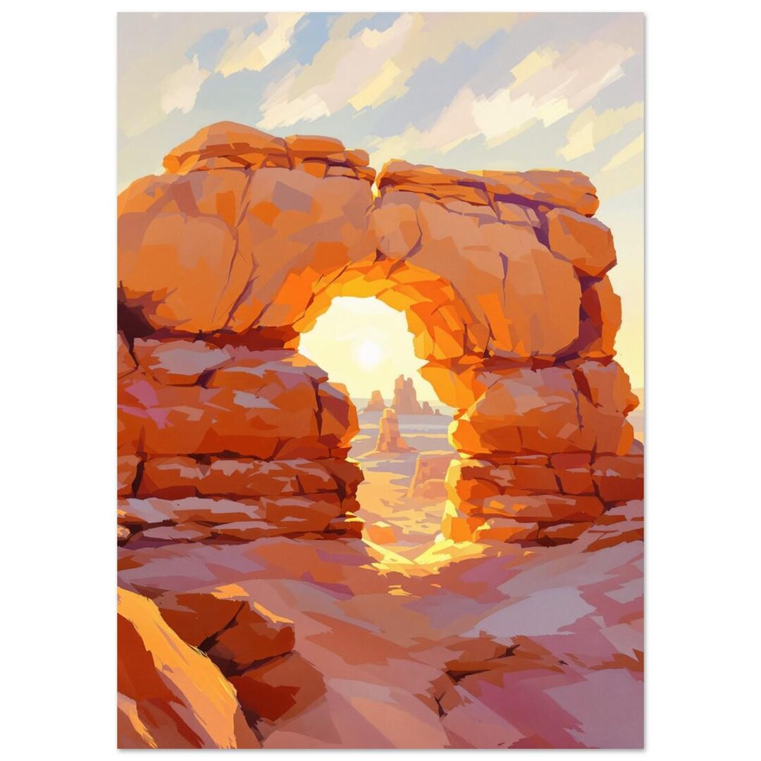Desert Arches Wall Art Golden Hour Sandstone Arch Print Cinematic ...