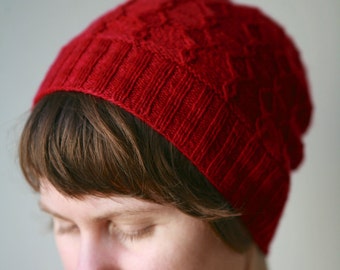 Azurite Twisted Stitch Beanie Hat PDF Knitting Pattern