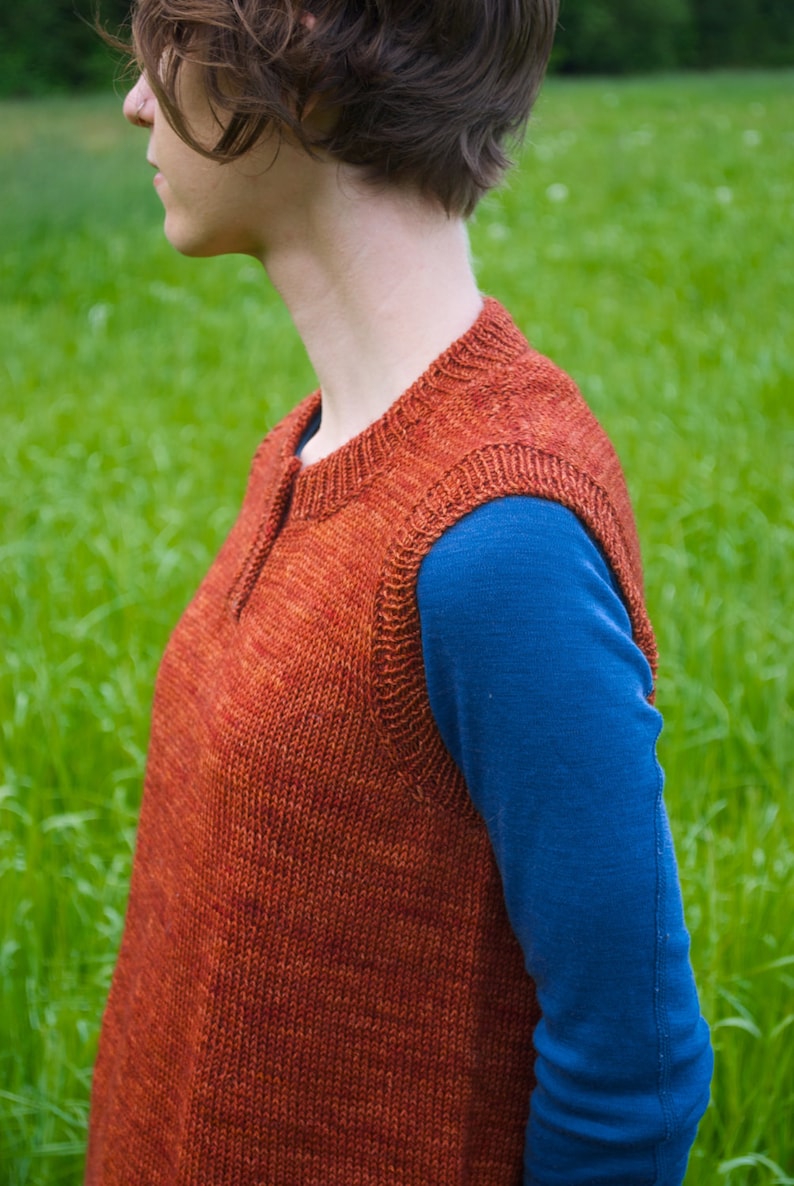 Kust Simple Henley Pullover Vest Knitting Pattern Etsy