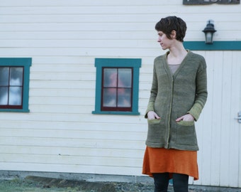 Picea Drop Shoulder Simple Pockets Cardigan Sweater PDF Knitting Pattern