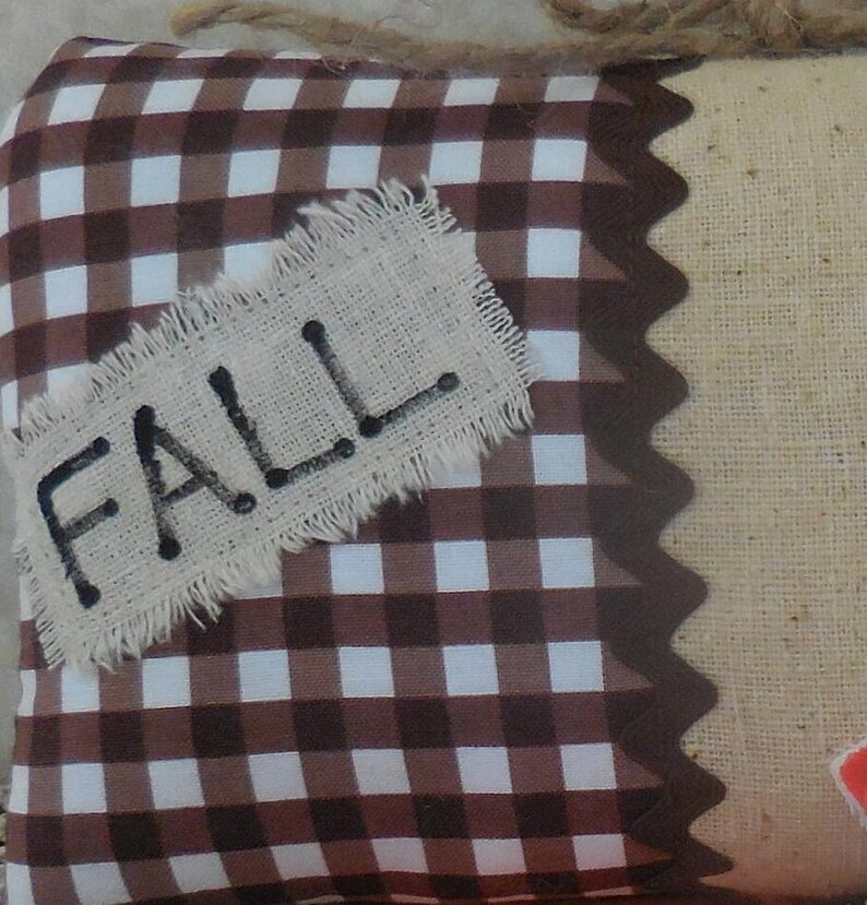 SALE Primitive Fall Pillow Tuck Brown Yellow Quilt Maple Leaf Rustic Autumn Decor Etsy