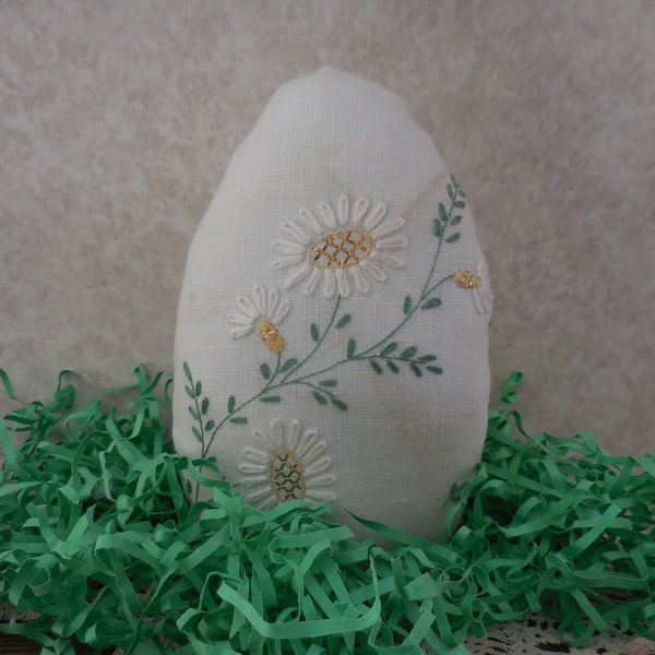 Vintage Stained Handmade Embroidery Egg Spring Easter Primitive Decor