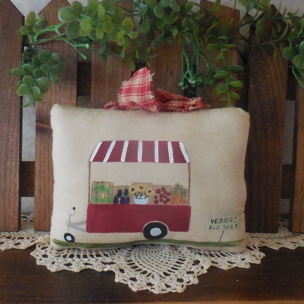 Primitive Summer Farm Market Trailer Hand Painted Farmhouse Decor