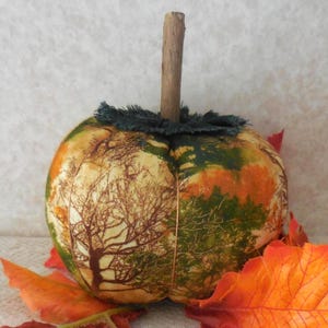 Primitive Fall Season Autumn Trees Pumpkin Farmhouse Tier Tray Shelf Sitter Decoration