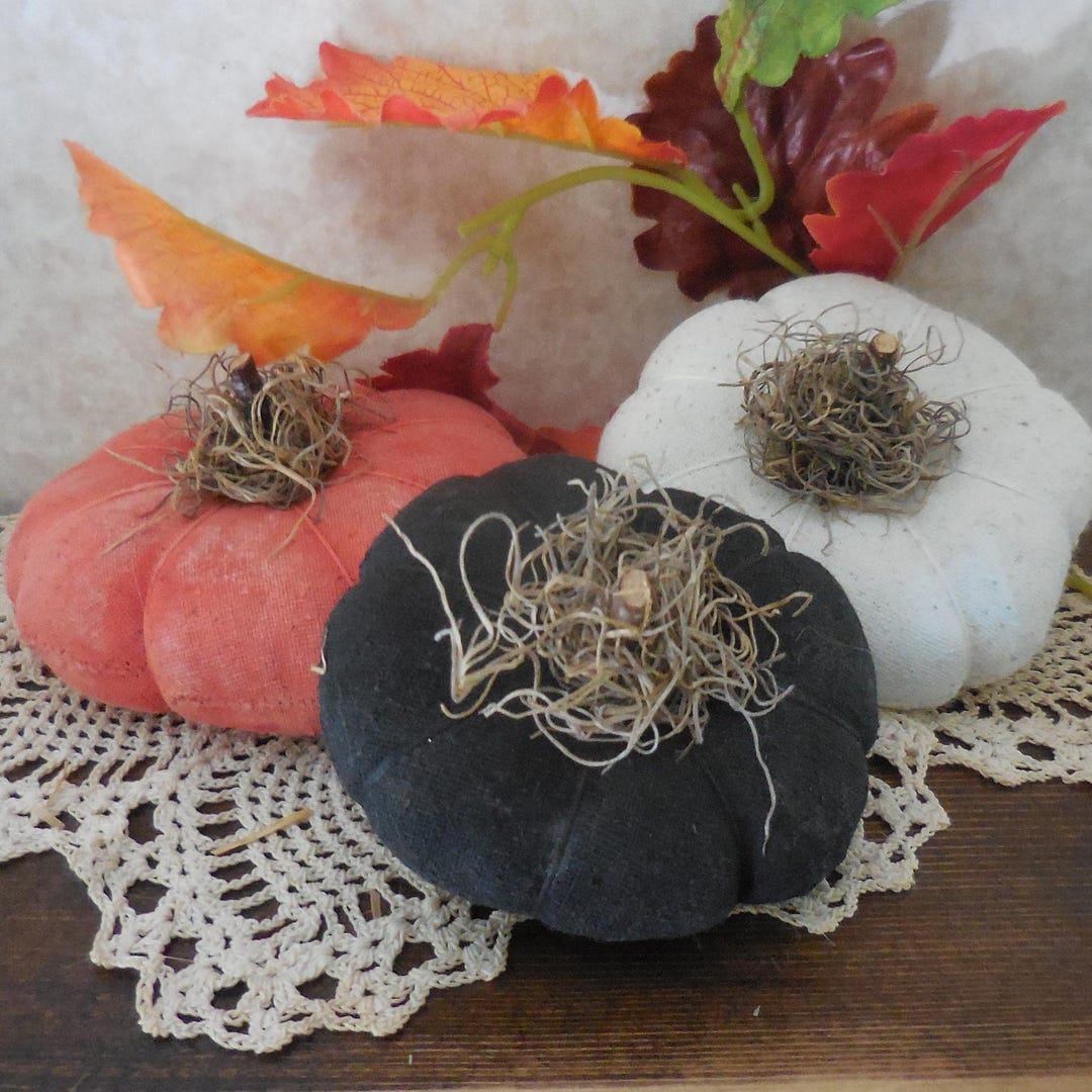 Primitive Hand Painted SET 3 Patty-pan Pumpkin Bowl Fillers Fall ...