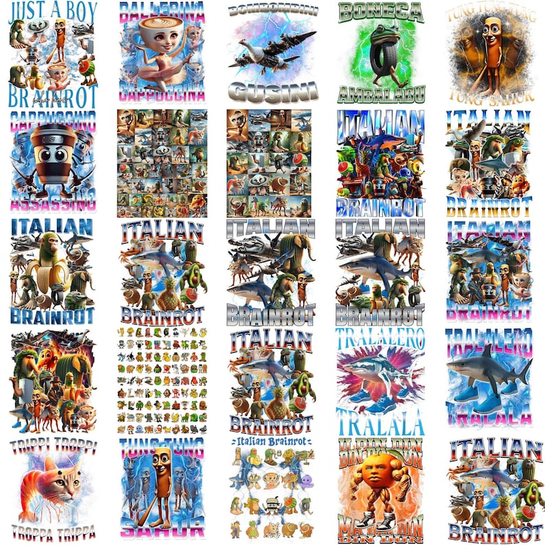 AOOSA Italiaanse Brainrot Adventskalender, 24 Stuks Tung Tung Tung Sahur Figuren, Grappige Tralalero Tralala Sahur-Speelgoed, Verzamelbare Italiaanse Brainrot-Figuren
