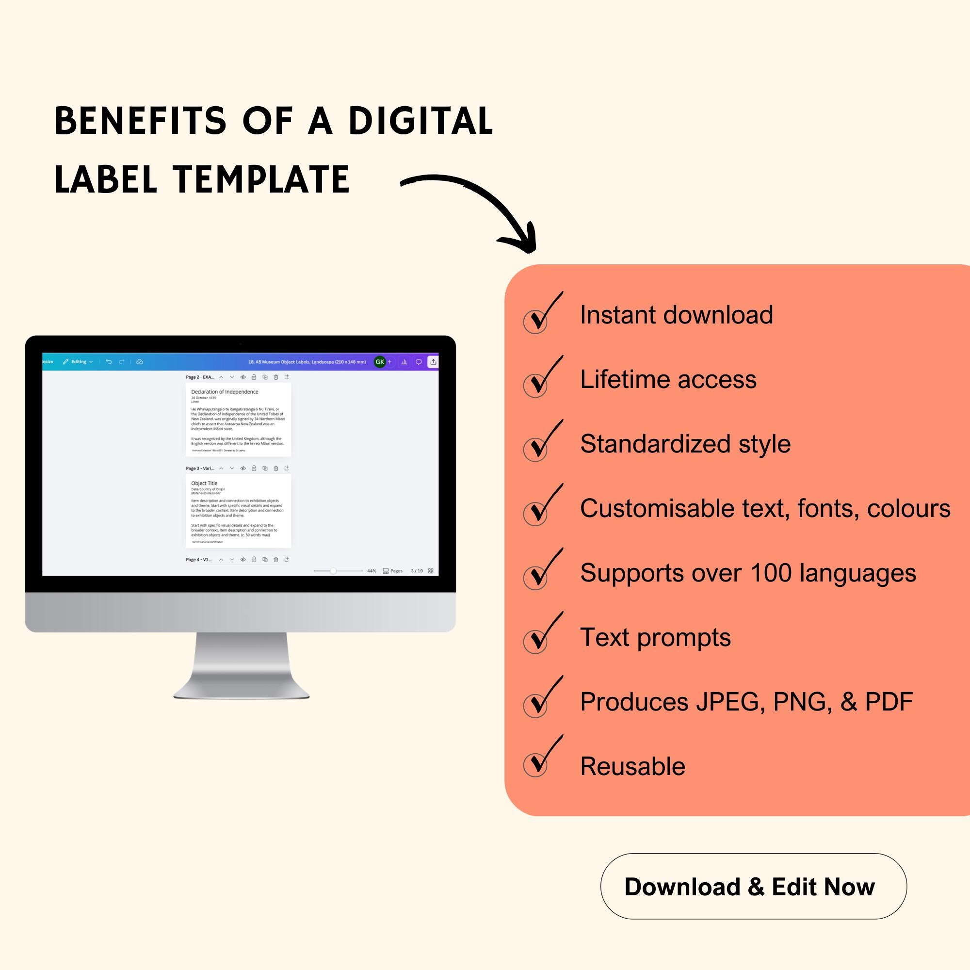 Printable A5 Museum Object Label Landscape | Digital Template for ...