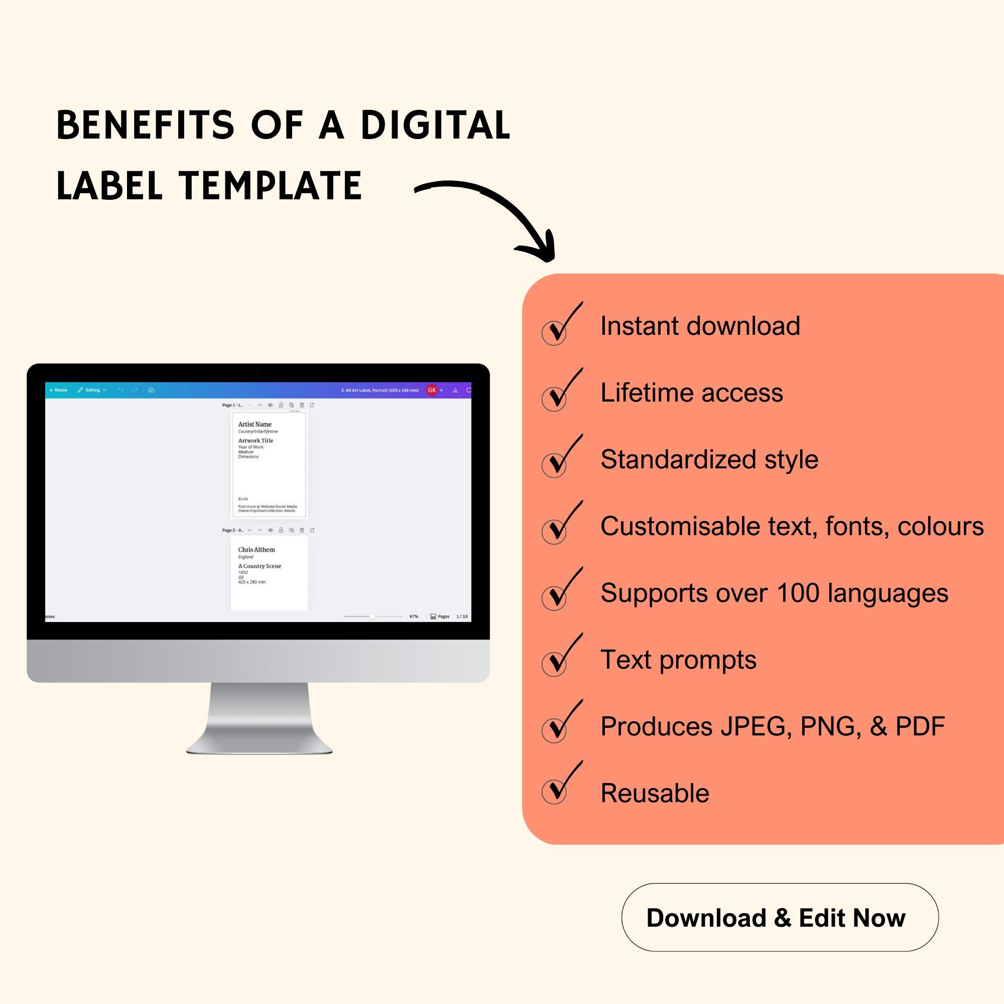 Printable A6 Portrait Art Exhibition Label Digital Template ...