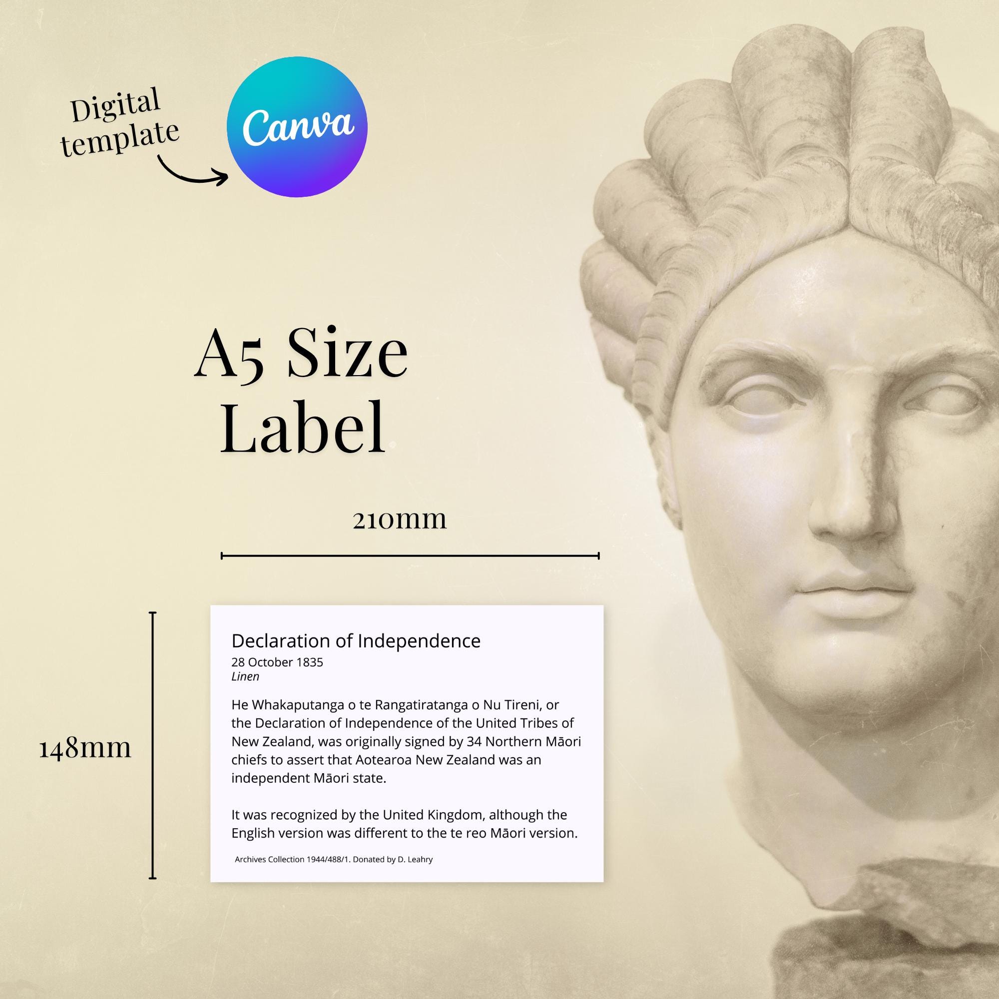 Printable A5 Museum Object Label Landscape | Digital Template for ...