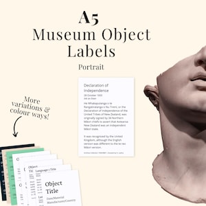 Printable A5 Museum Object Label Portrait| Digital Template for ...