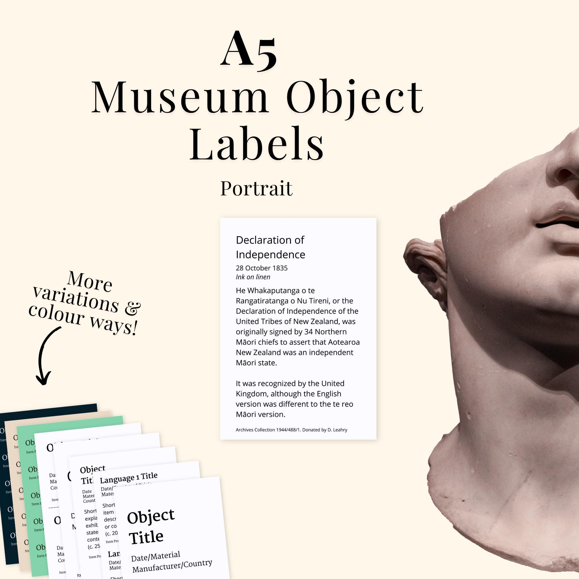 Printable A5 Museum Object Label Portrait| Digital Template for ...