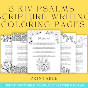 Psalms Scripture Writing Coloring Sheets…Instant Download includes 6 KJV
