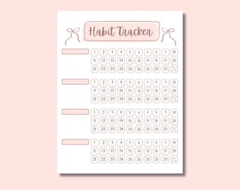 Monthly Habit Tracker, Printable Goal Tracker (Digital Download PDF)
