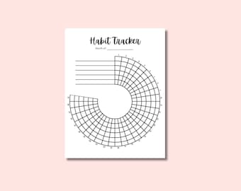 Monthly Circle Habit Tracker | Planner, Six Goals | Downloadable, Printable, Digital PDF