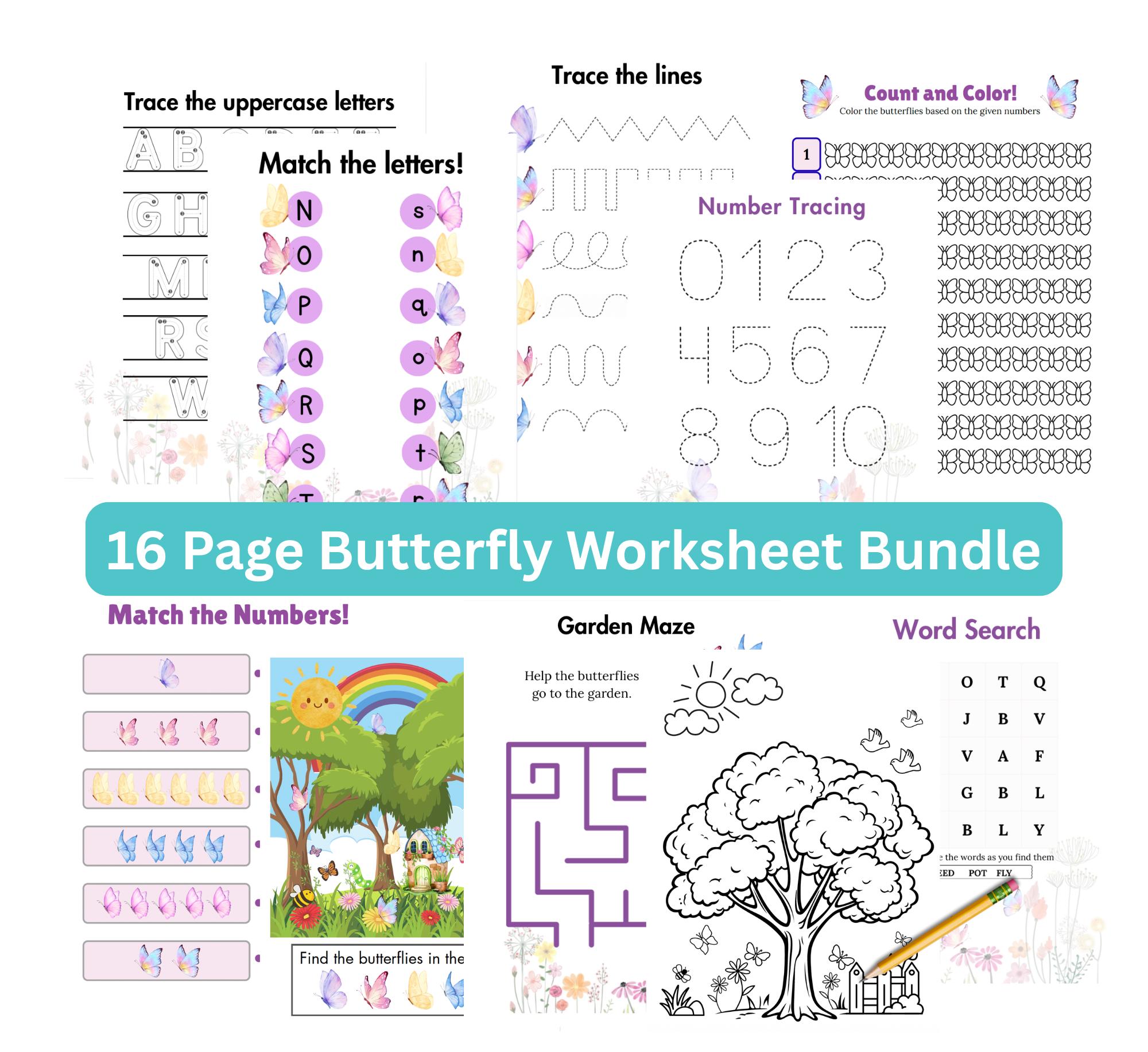 Personalized Custom Made Printable Butterfly Activity Worksheet for ...