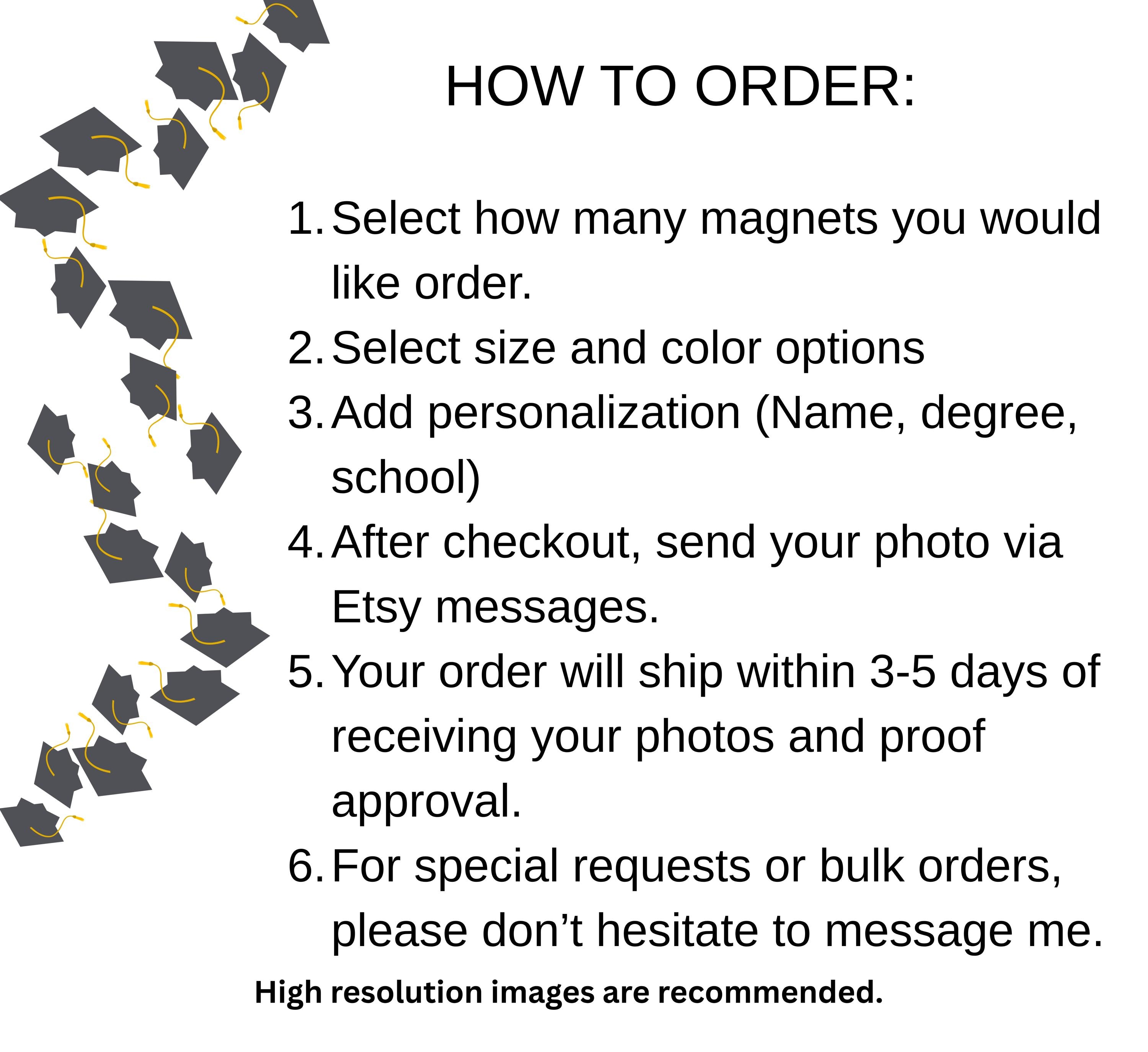 Custom Graduation Photo Magnet Announcement Classic Design - Etsy