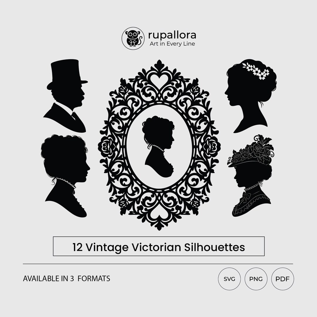 Regency Pattern Svg Victorian Silhouette SVG Bundle, Regency Era Graphics (digital Art) - Etsy