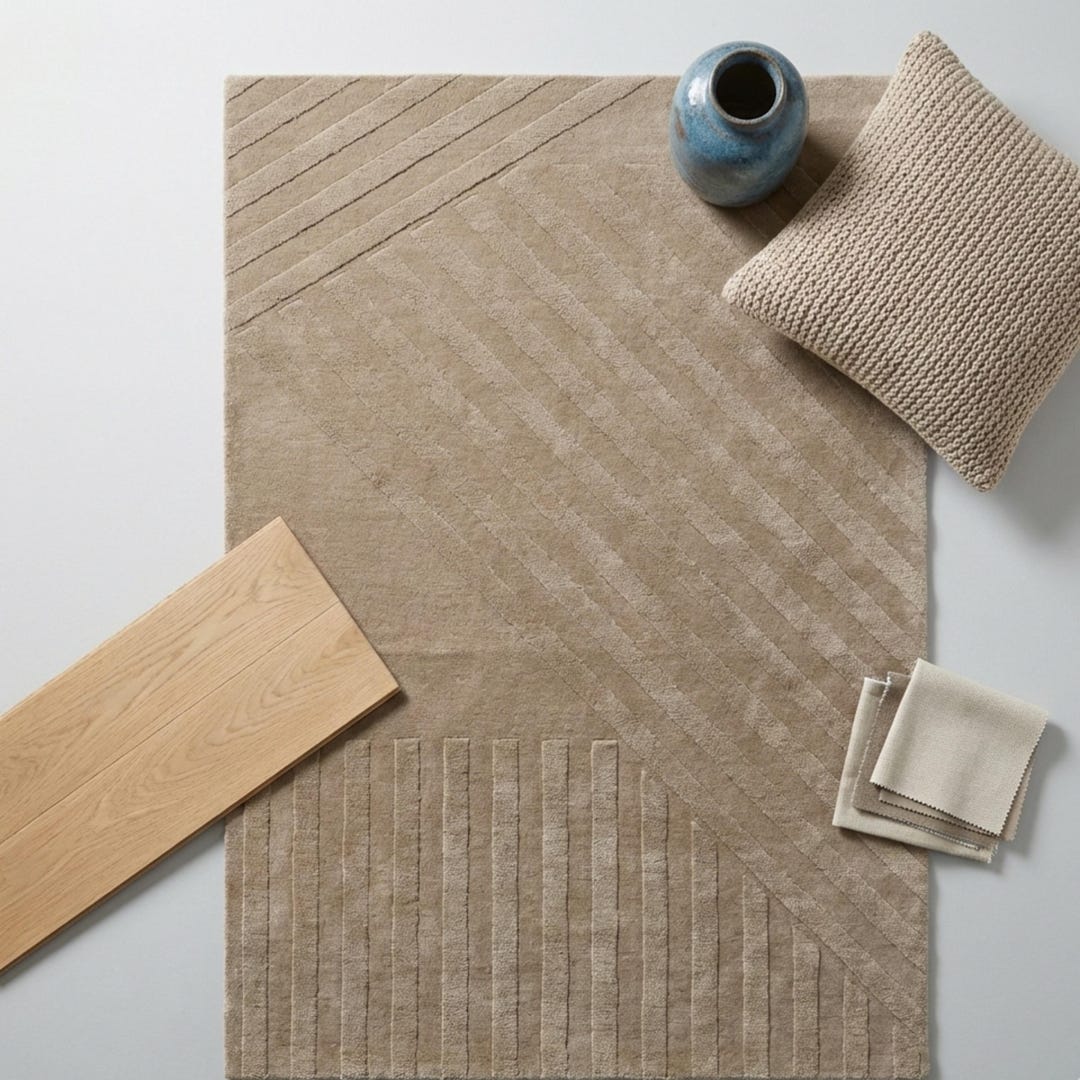 Tmhp Rug Levels Caramel Brown Striped Levels Rug | Hand-tufted Wool Textured Modern ...