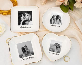 Porte-bijoux photo personnalisé pour meilleure amie ou meilleure soeur, vide-poches personnalisé en céramique, cadeau attentionné