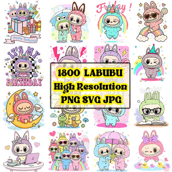 Labubu Mega Bundle – 1,800+ PNG, SVG | Kawaii Halloween & Christmas | Stickers, Sublimation, POD, Cricut, Silhouette