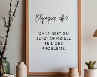 Póster con mensaje para el baño: "¿Se acabó el papel higiénico?" – Divertida decoración para el baño de invitados, impresión tipográfica minimalista.