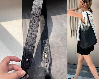 Togo leather Shoulder/Crossbody Strap-Black, for Picotin/Evelyne/Kelly Depeches/In the loop/Lindy/More bags