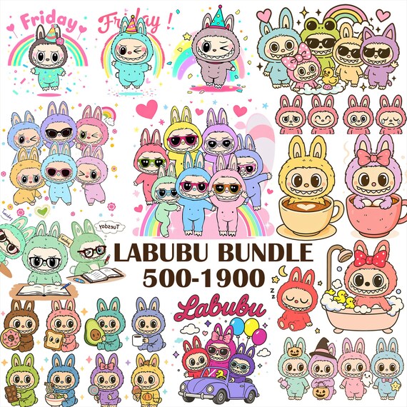 Labubu Designs PNG Bundle, The Monsters Labubu PNG | Kawaii Halloween & Christmas | Stickers, Sublimation, POD, Cricut, Silhouette