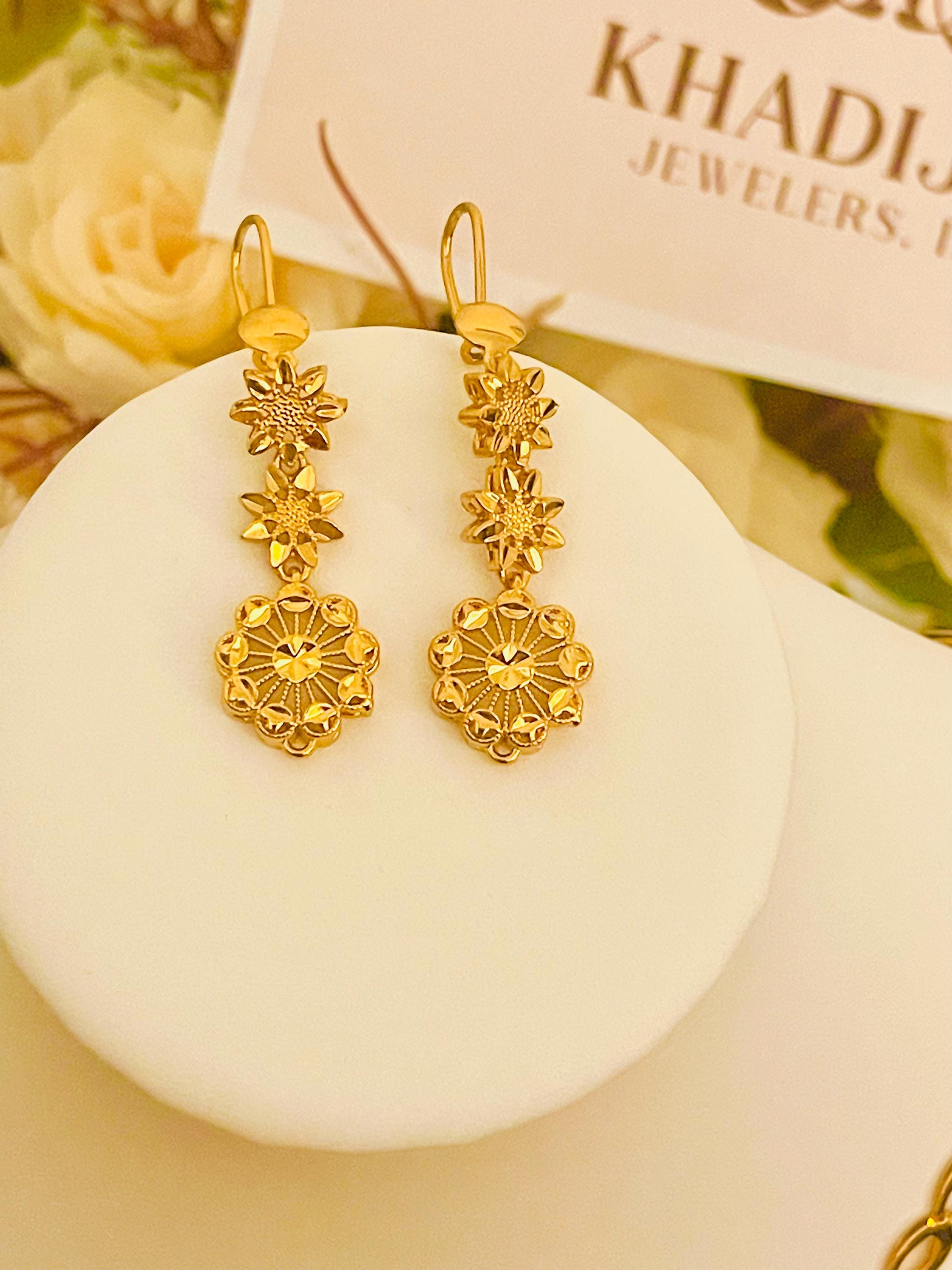 Middle Eastern Gold 24K Gold Plated Middle Eastern Necklace Set – Arabic Floral & Star ...