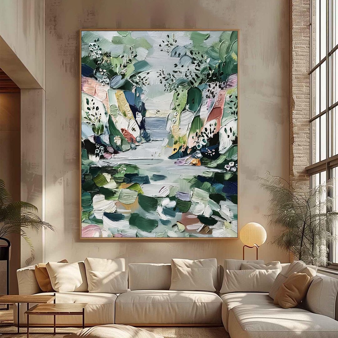 Large Colorful Abstract Oil Painting on Canvas, 3D Texture Wall Art ...