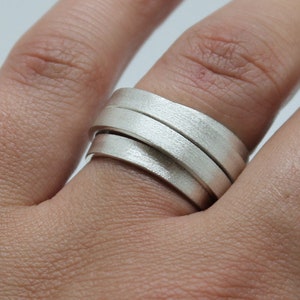 wrapped silver ring, chunky wrapped ring, wrapped around ring, wide silver ring, statement ring, massive band, satin sterling silver band